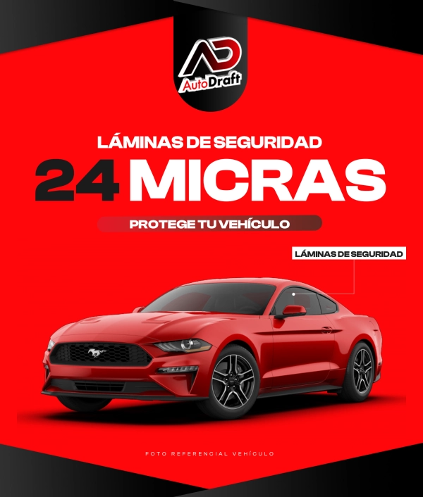 Lámina de Seguridad Automotriz 24 Micras Ultra Reforzada