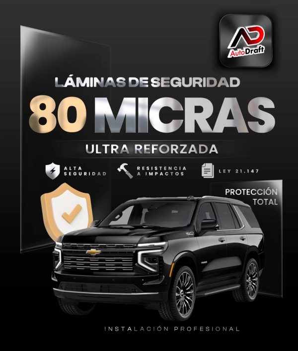 Lámina de Seguridad Automotriz 80 Micras