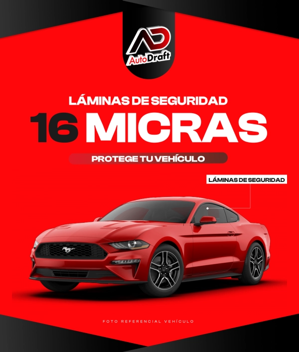 Lámina de Seguridad Automotriz 16 Micras Extra Reforzada